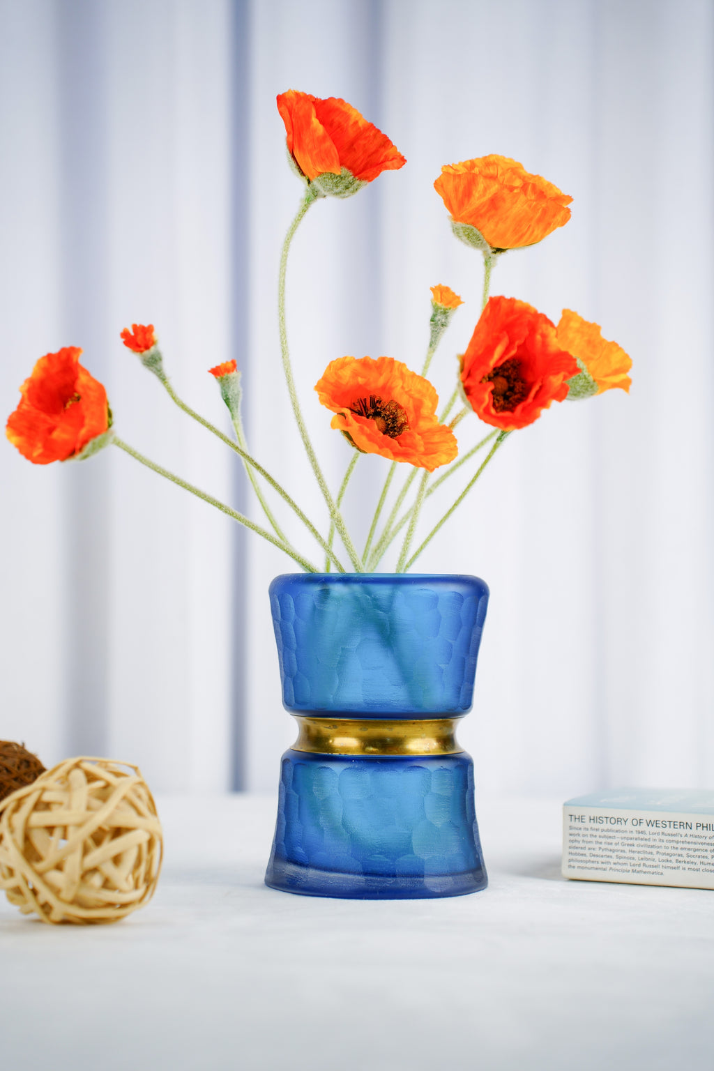 Meridian Hourglass Glass Vase, Cobalt Blue (3 sizes)