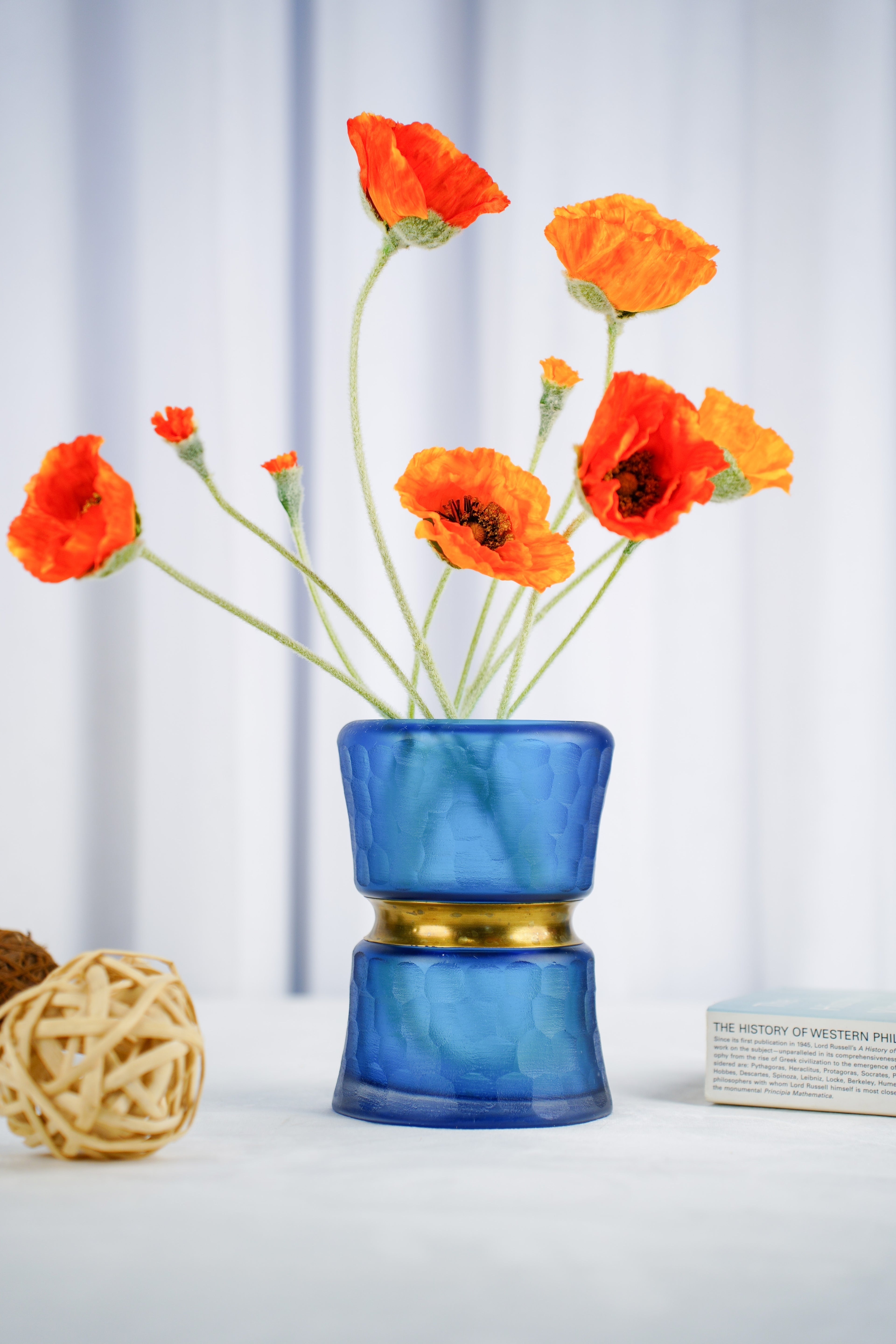 Meridian Hourglass Glass Vase, Cobalt Blue (3 sizes)