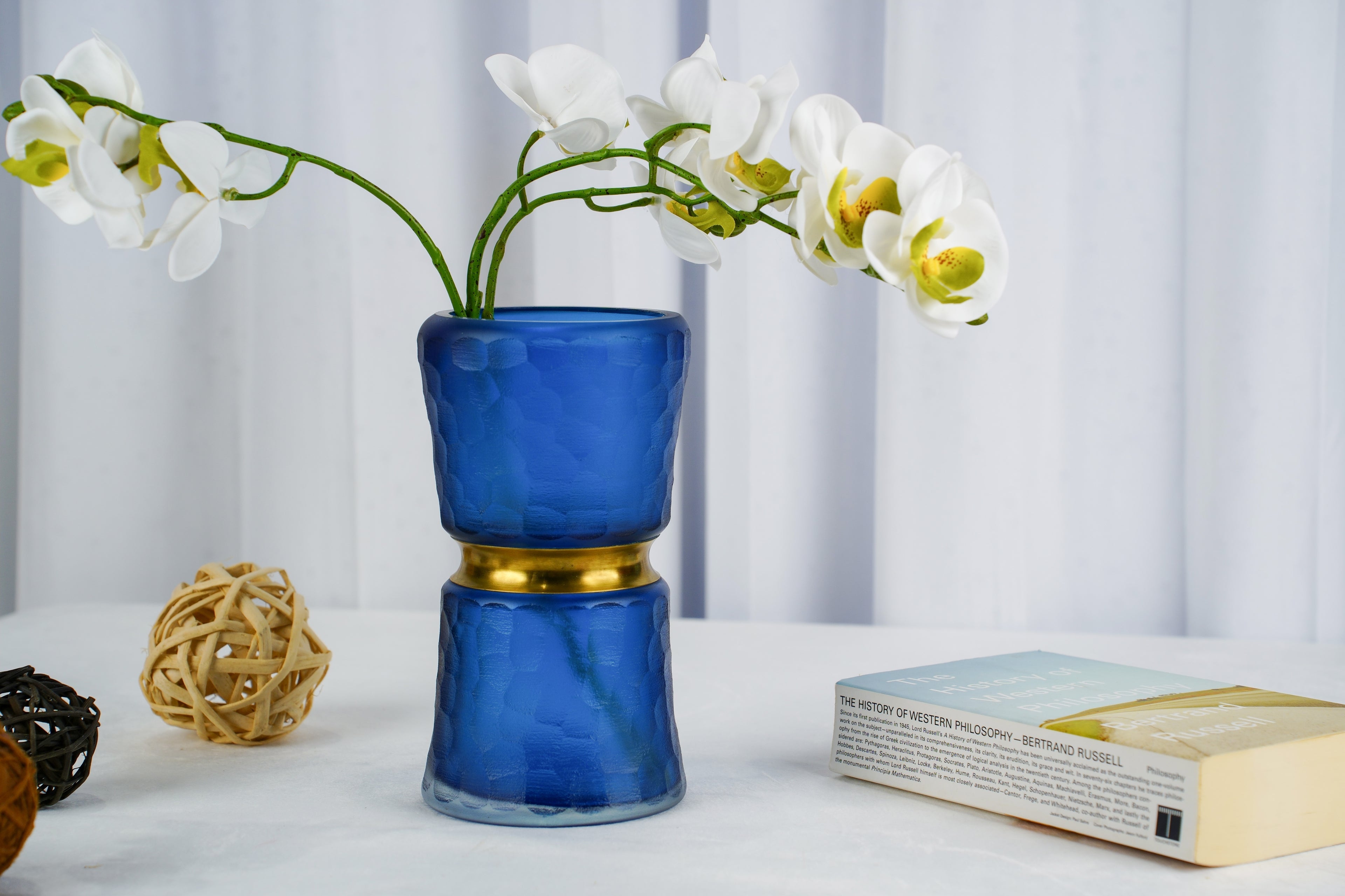 Meridian Hourglass Glass Vase, Cobalt Blue (3 sizes)