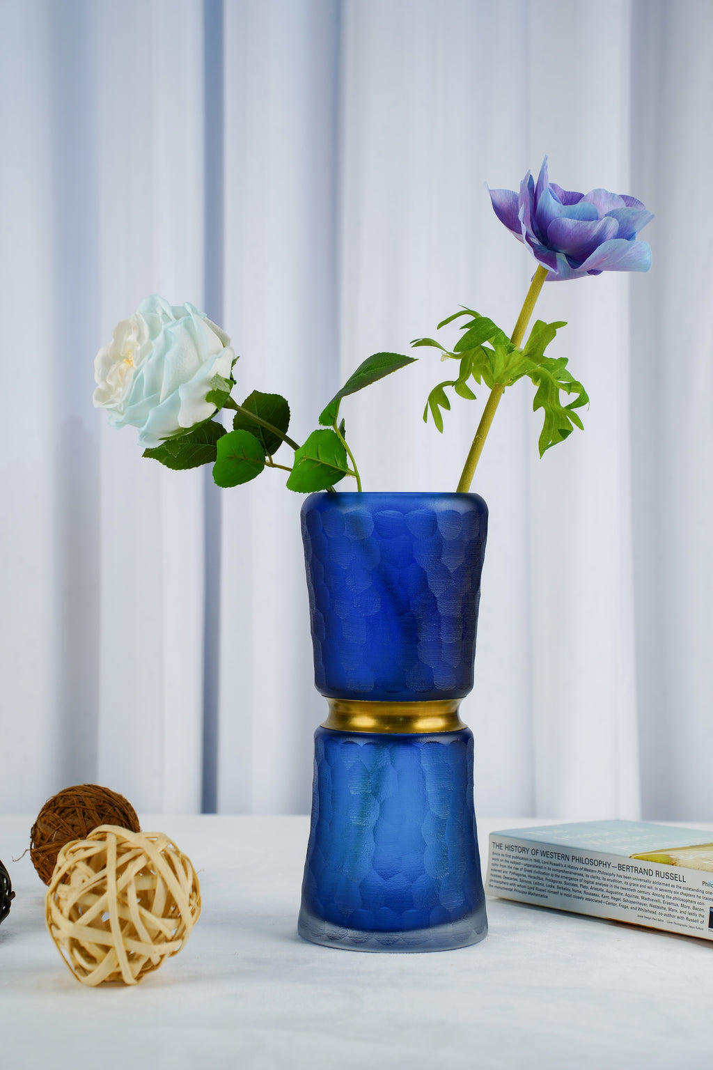 Meridian Hourglass Glass Vase, Cobalt Blue (3 sizes)