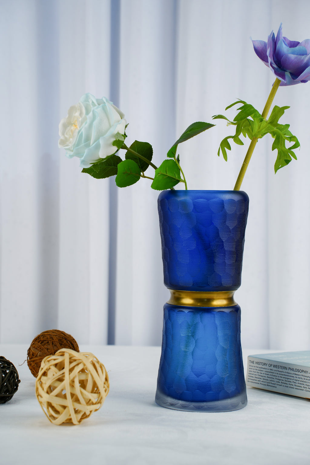 Meridian Hourglass Glass Vase, Cobalt Blue (3 sizes)