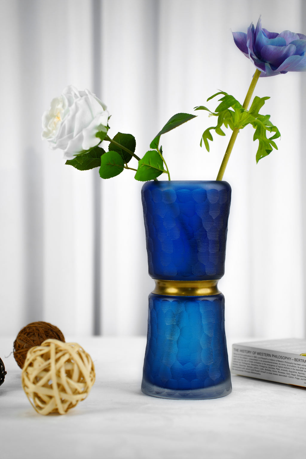 Meridian Hourglass Glass Vase, Cobalt Blue (3 sizes)
