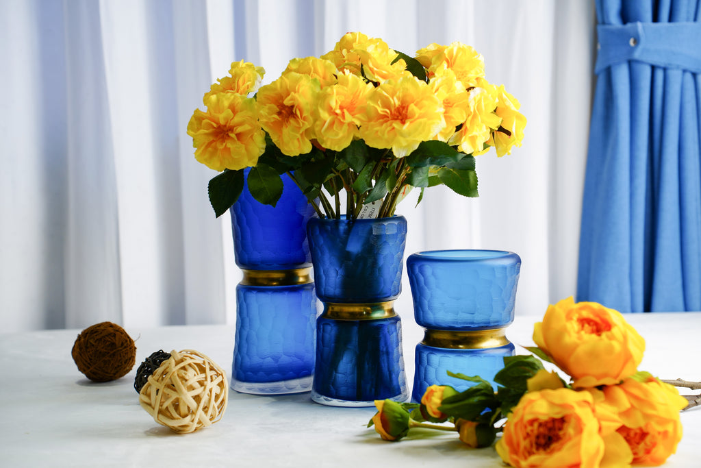 Meridian Hourglass Glass Vase, Cobalt Blue (3 sizes)