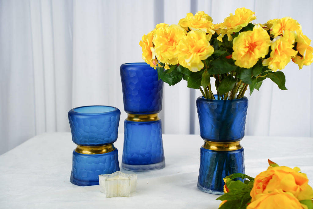 Meridian Hourglass Glass Vase, Cobalt Blue (3 sizes)