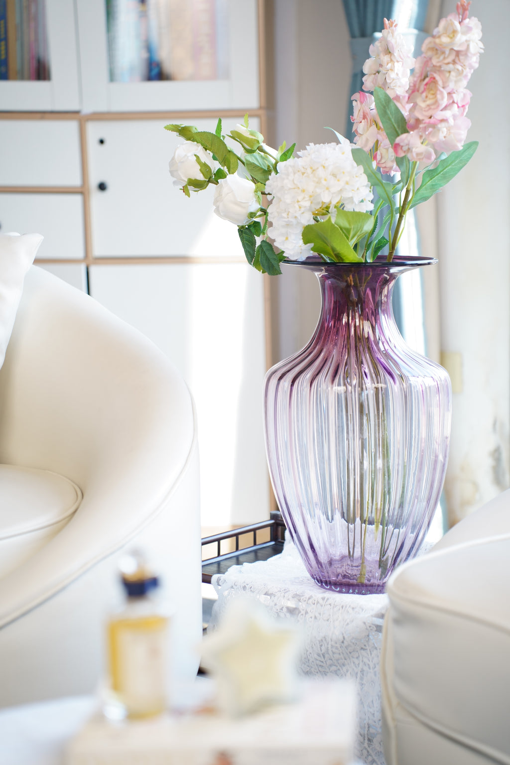 Palais Amethyst Fluted Glass Vase (48 cm)