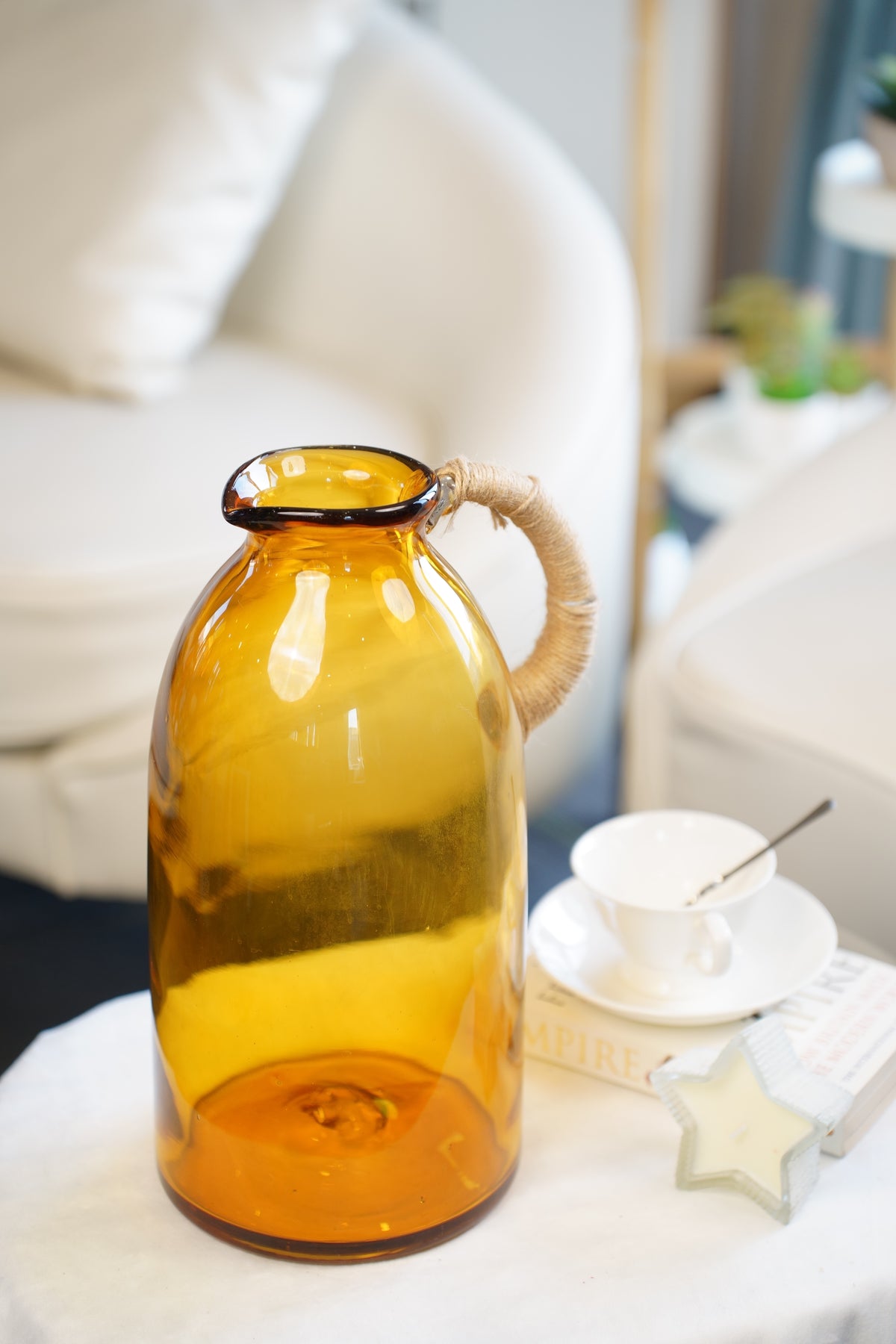 Harbour Amber Glass Jug Vase (3 sizes)