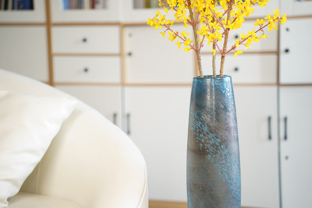 Nocturne Aqua Sculptural Vase, 49 cm