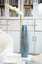 Nocturne Aqua Sculptural Vase, 49 cm