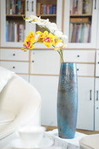 Nocturne Aqua Sculptural Vase, 49 cm