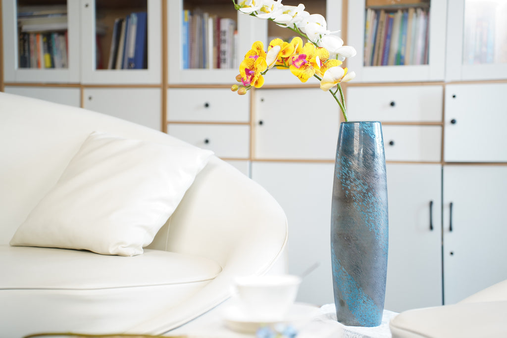 Nocturne Aqua Sculptural Vase, 49 cm