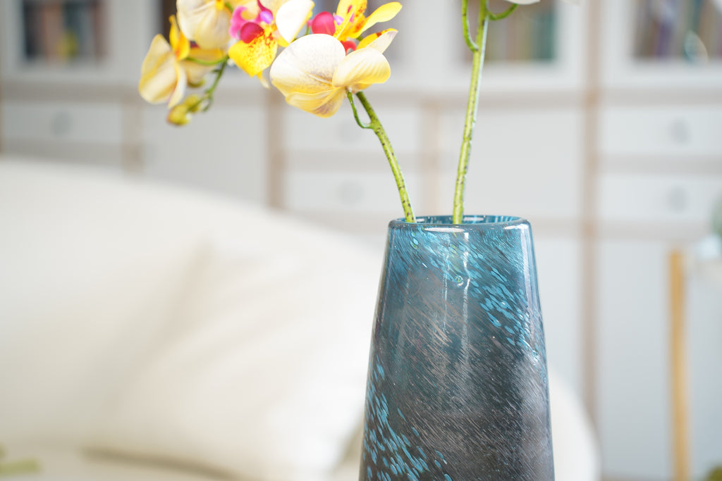 Nocturne Aqua Sculptural Vase, 49 cm