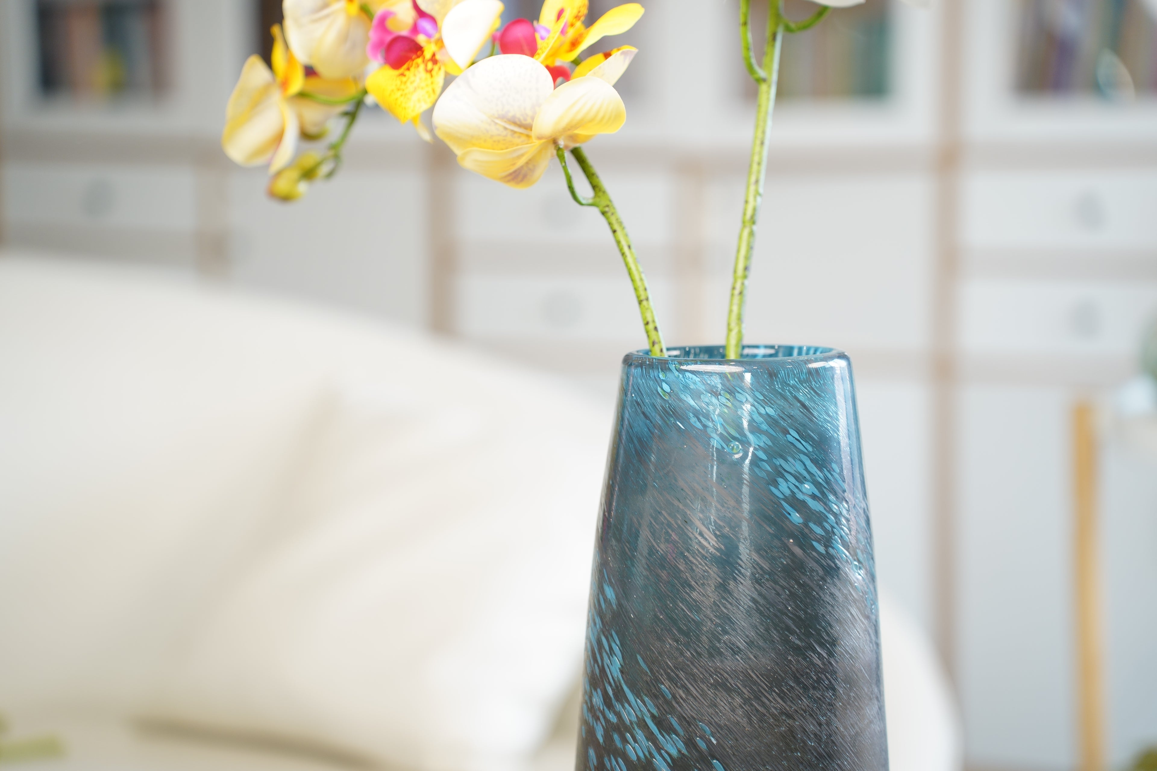 Nocturne Aqua Sculptural Vase, 49 cm