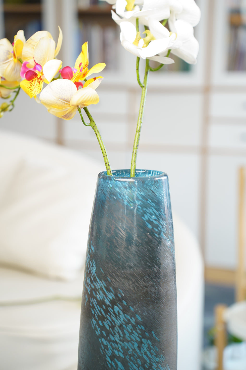Nocturne Aqua Sculptural Vase, 49 cm