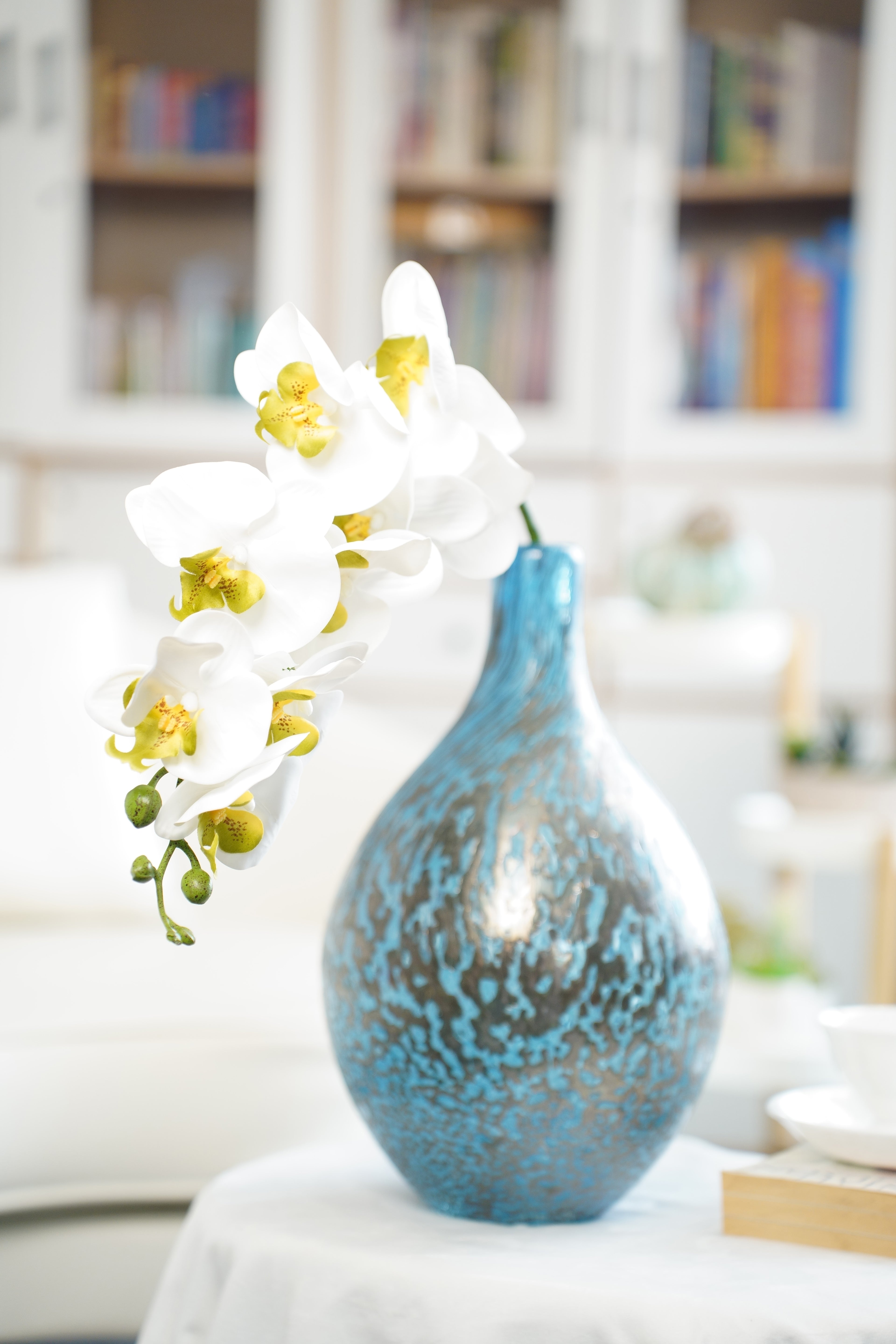 White Phalaenopsis Orchid, 98cm (9 Heads)