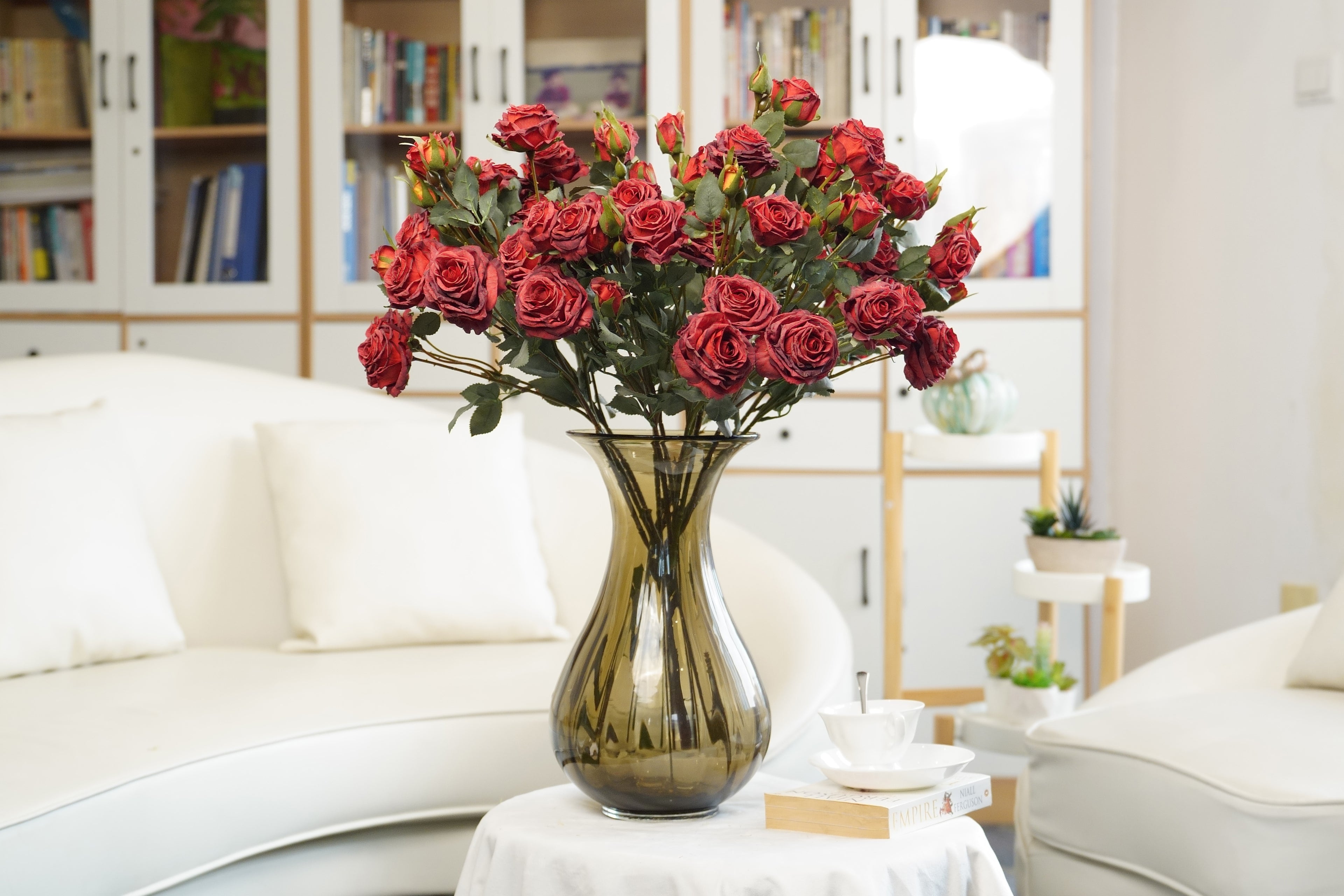 Vintage-Edge Garden Rose Stem, 66cm (6 heads)