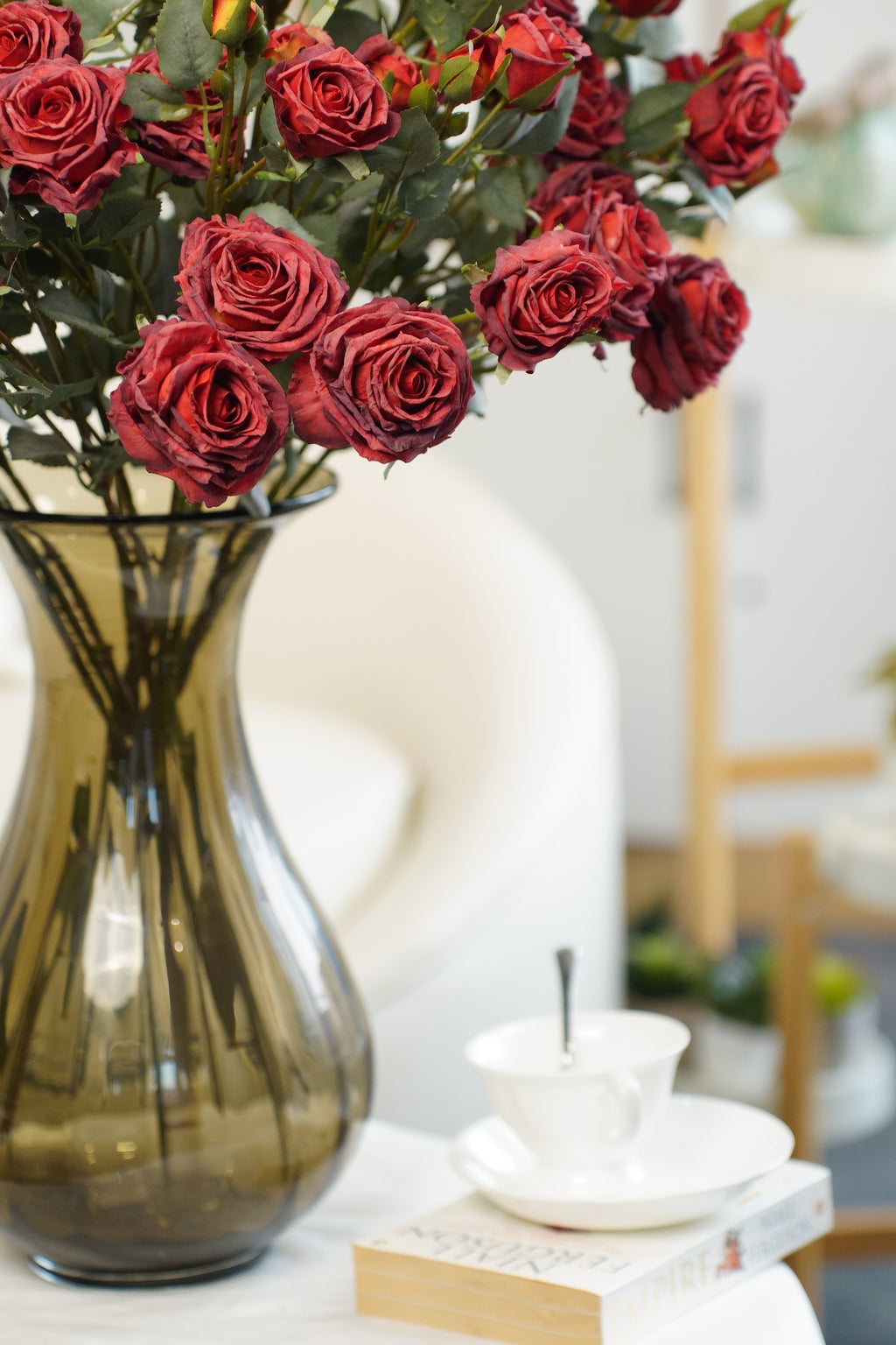 Vintage-Edge Garden Rose Stem, 66cm (6 heads)