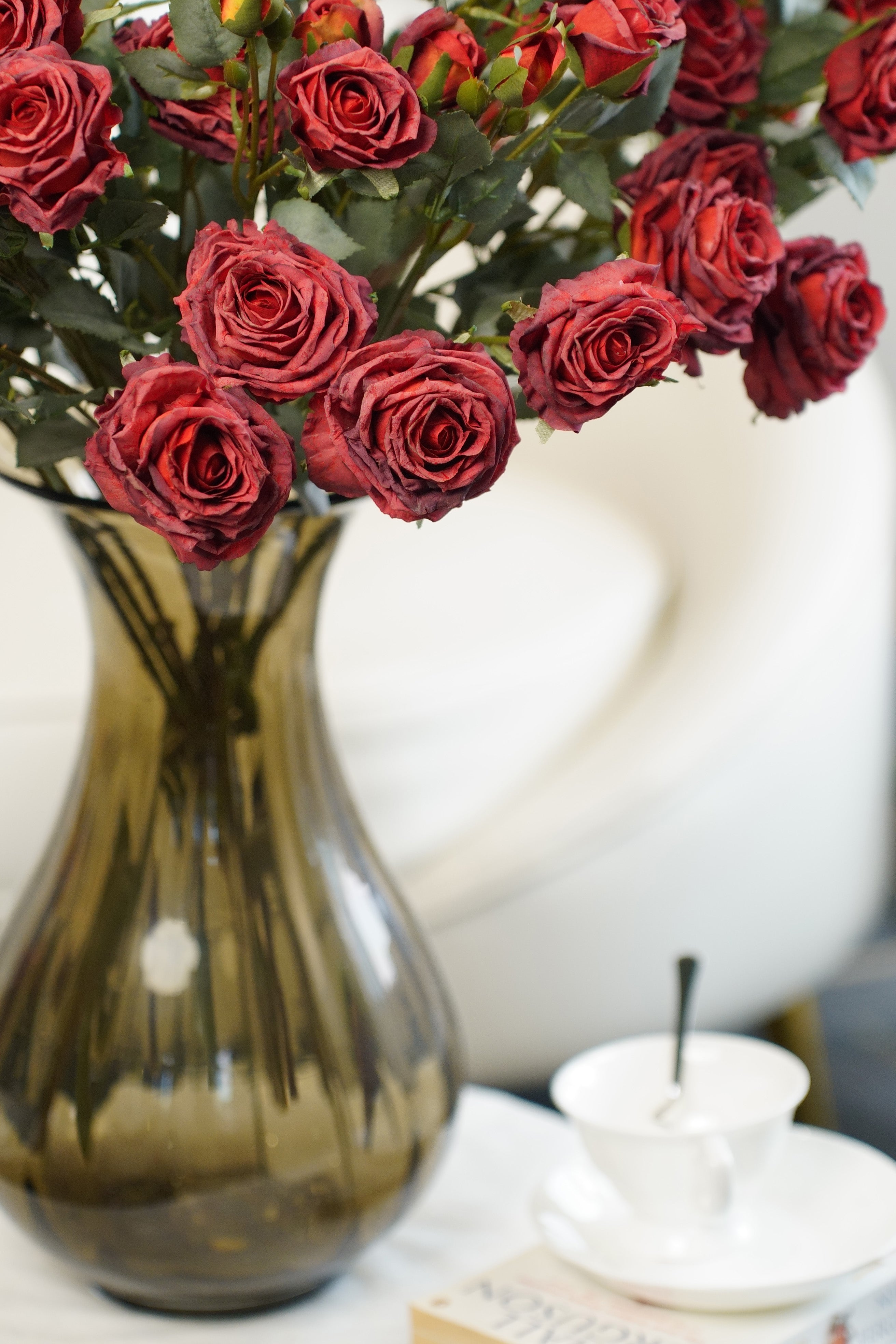 Vintage-Edge Garden Rose Stem, 66cm (6 heads)