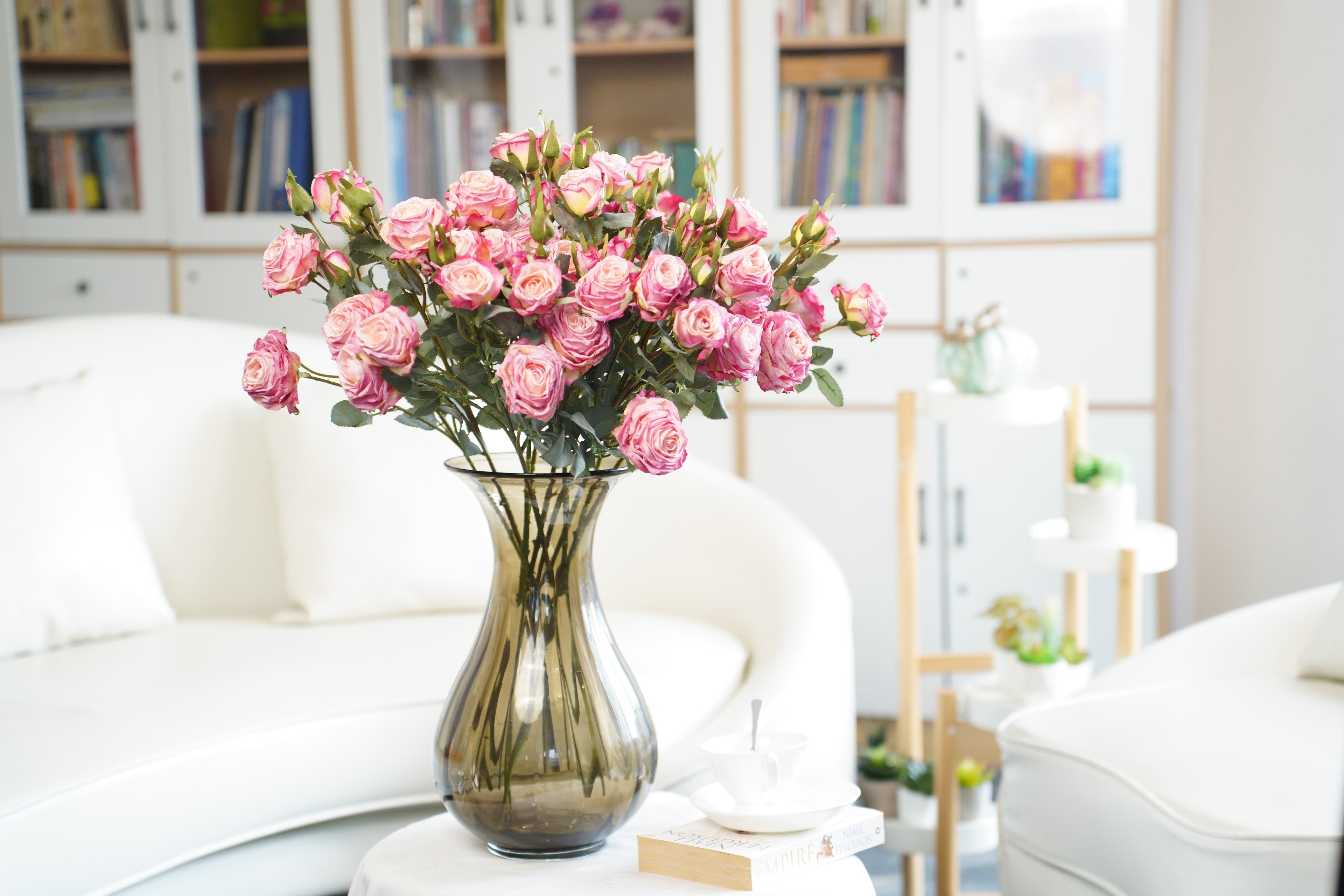 Vintage-Edge Garden Rose Stem, 66cm (6 heads)