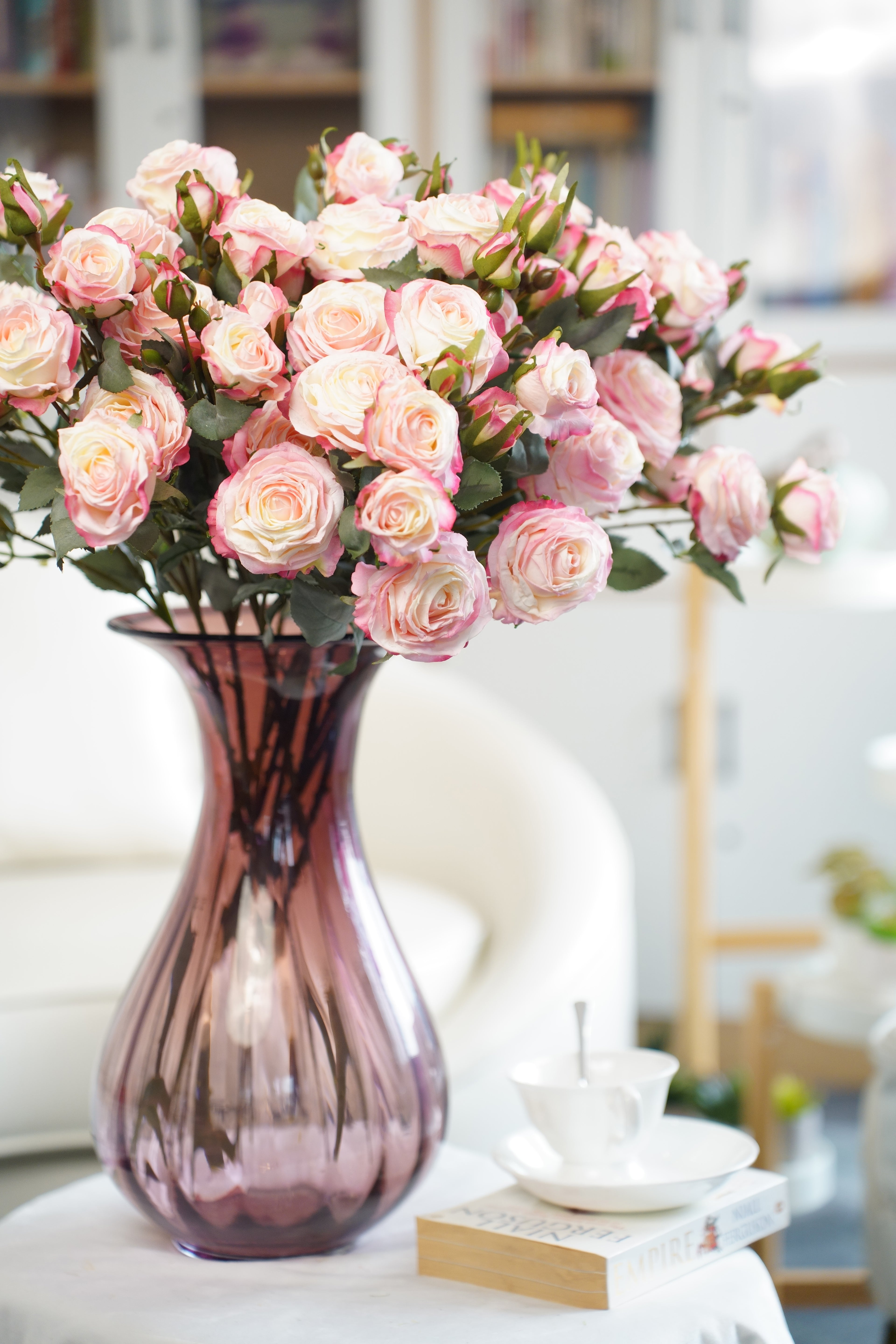 Vintage-Edge Garden Rose Stem, 66cm (6 heads)