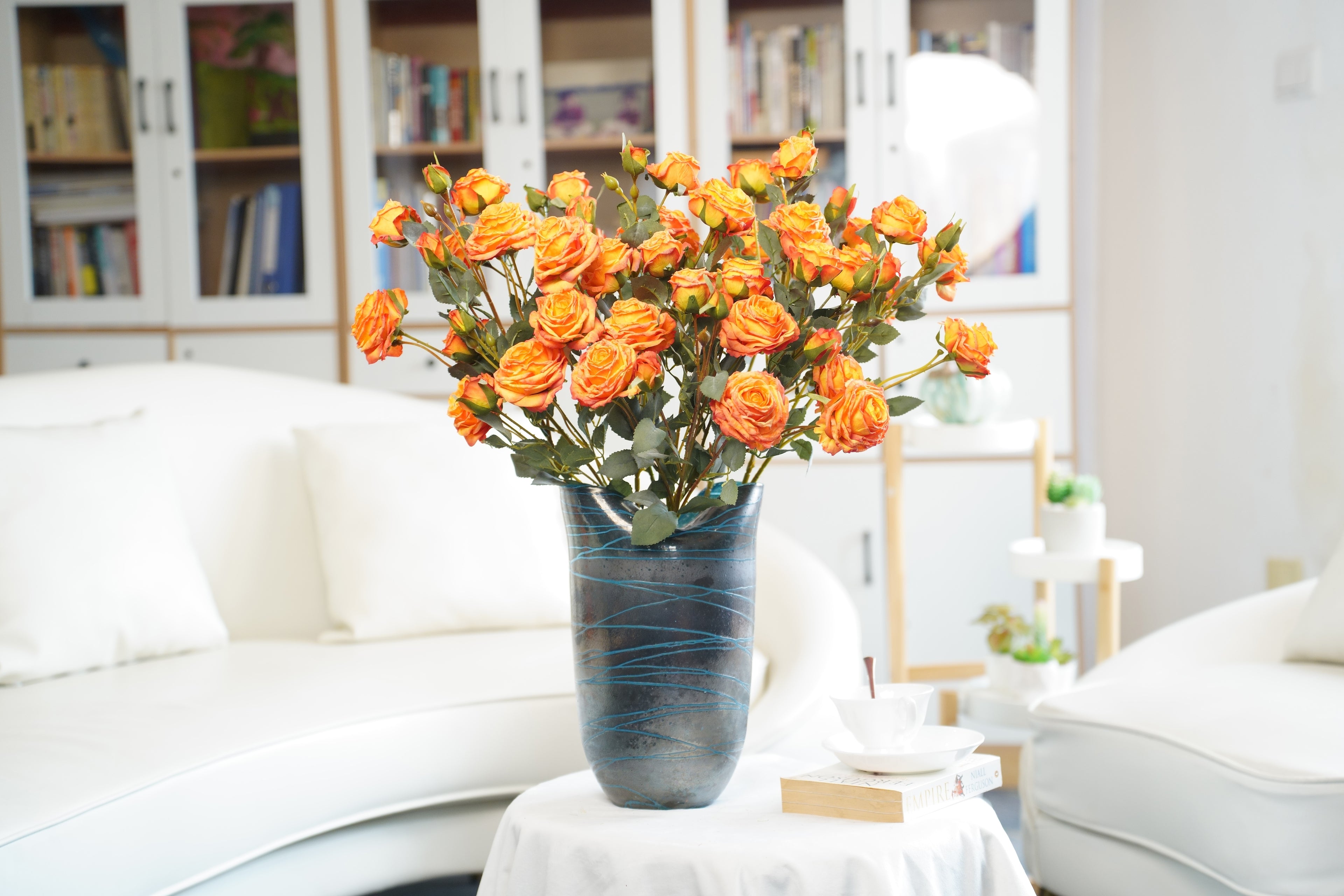 Vintage-Edge Garden Rose Stem, 66cm (6 heads)