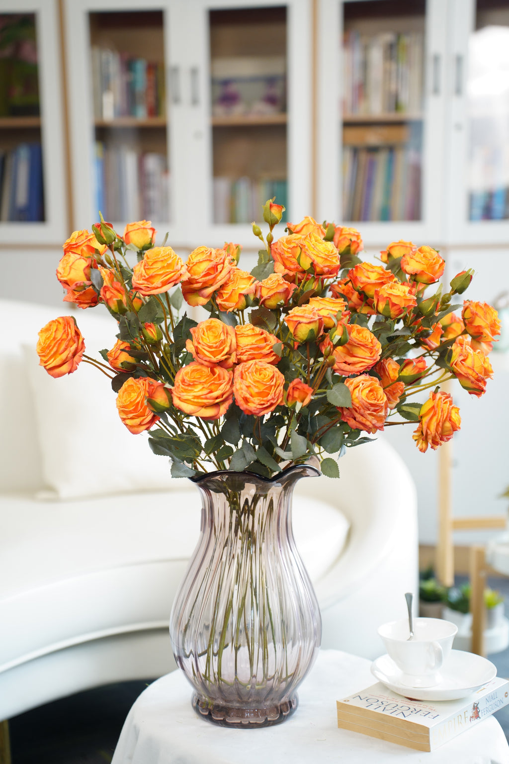 Vintage-Edge Garden Rose Stem, 66cm (6 heads)