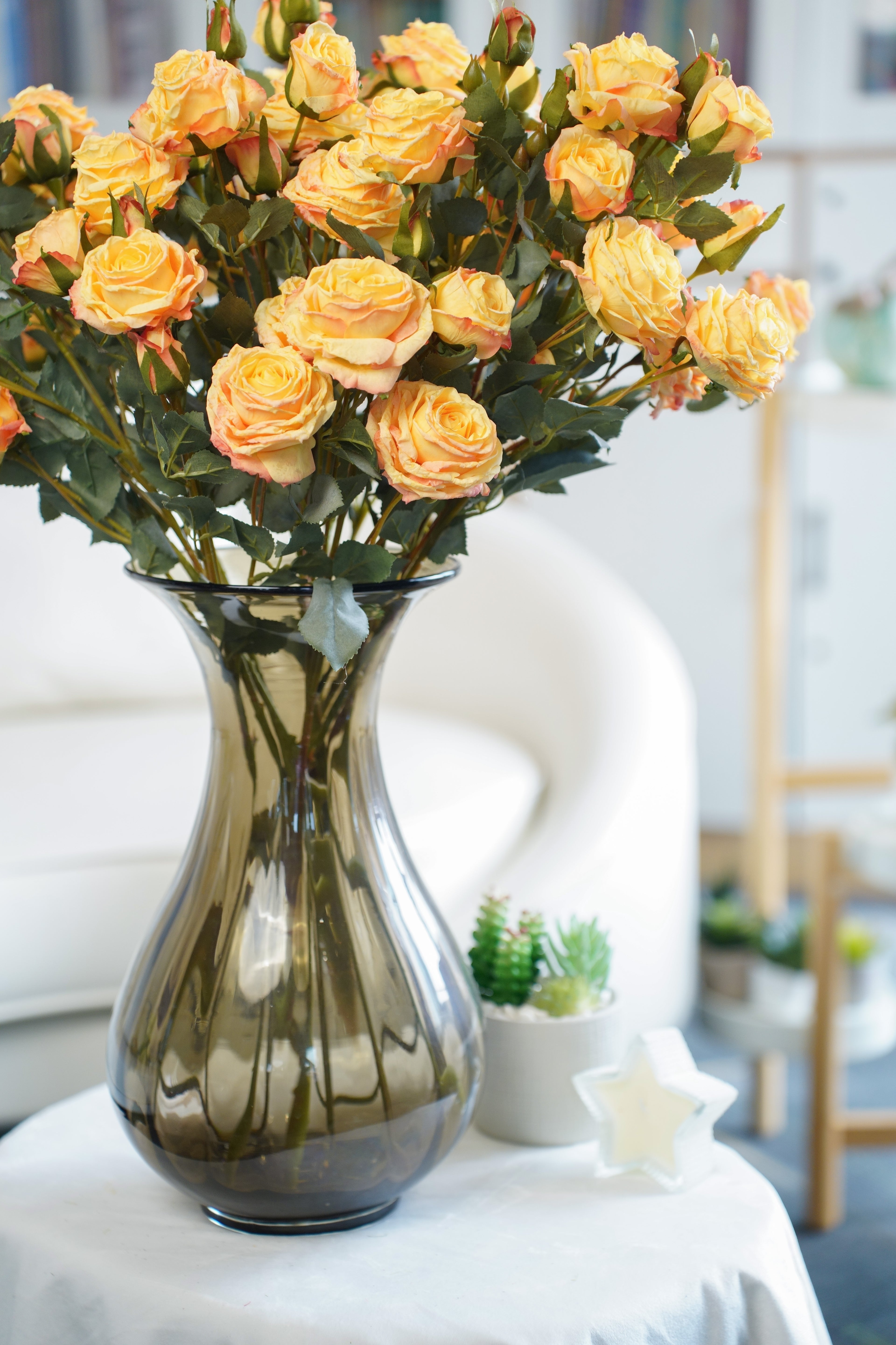 Vintage-Edge Garden Rose Stem, 66cm (6 heads)
