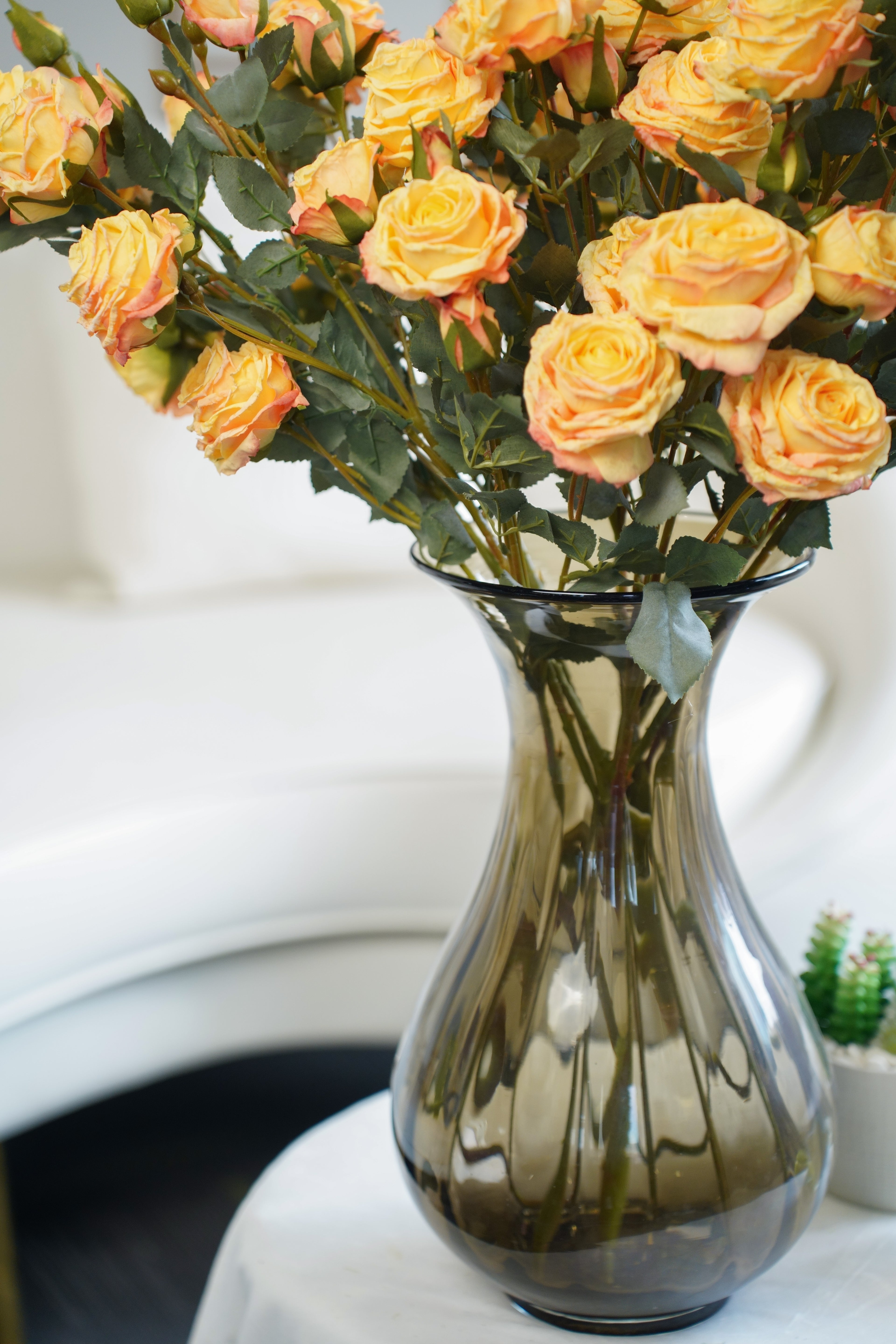 Vintage-Edge Garden Rose Stem, 66cm (6 heads)