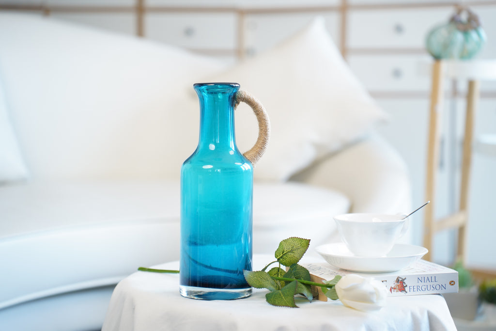 Harbour Aqua Glass Jug Vase (2 sizes)