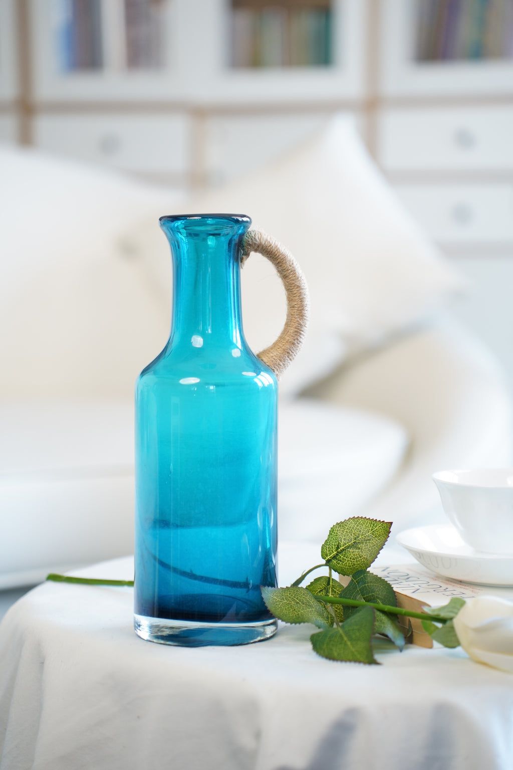 Harbour Aqua Glass Jug Vase (2 sizes)