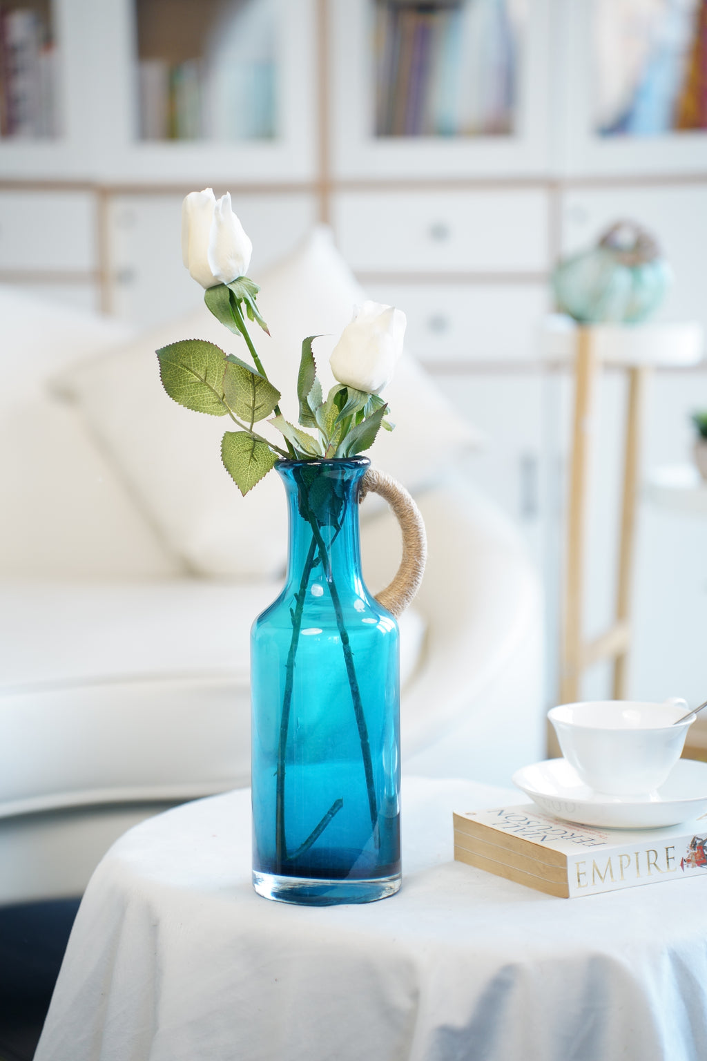 Harbour Aqua Glass Jug Vase (2 sizes)