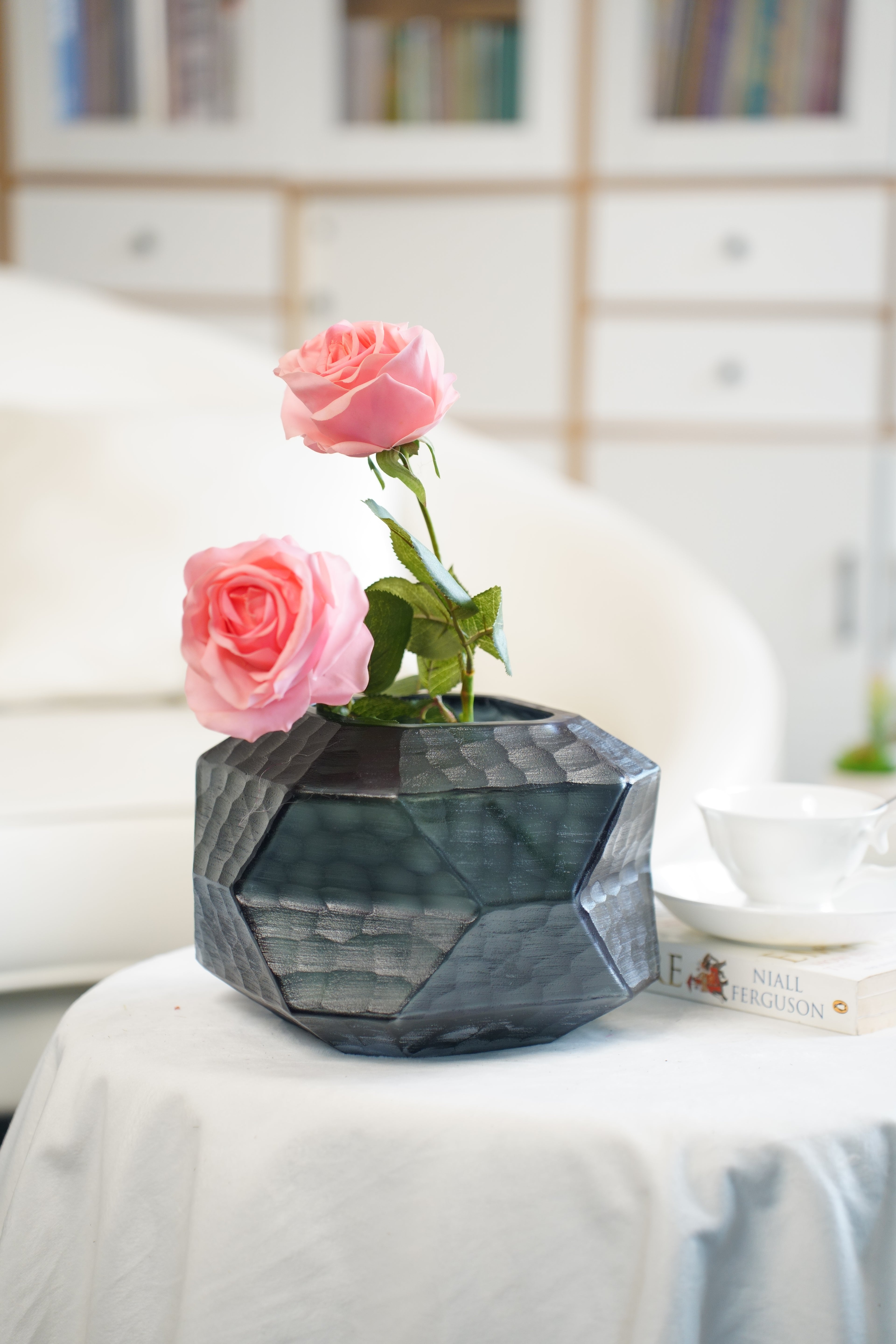 Facet Smoke Glass Vase