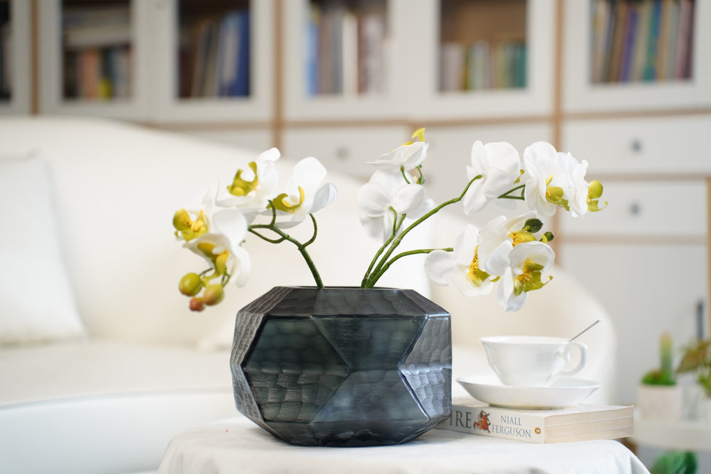 Facet Smoke Glass Vase