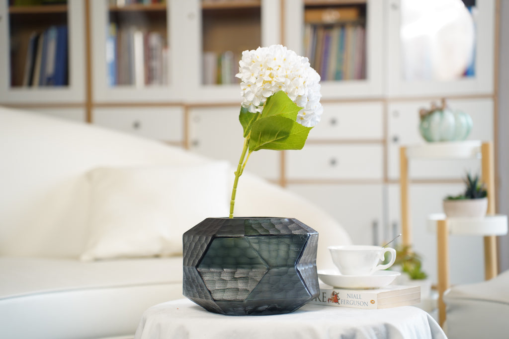 Facet Smoke Glass Vase