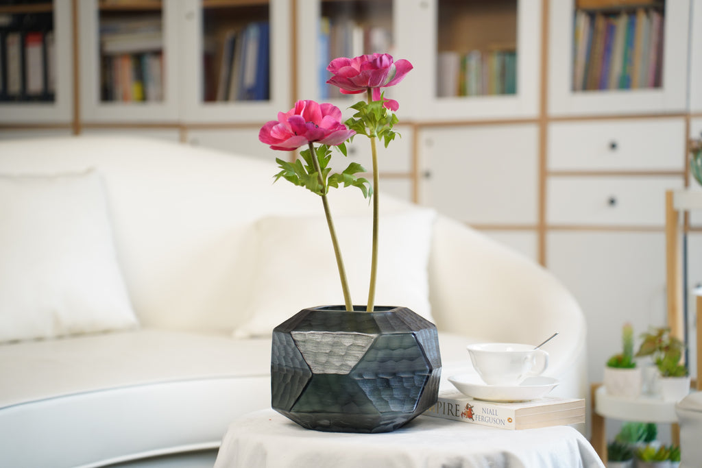 Facet Smoke Glass Vase