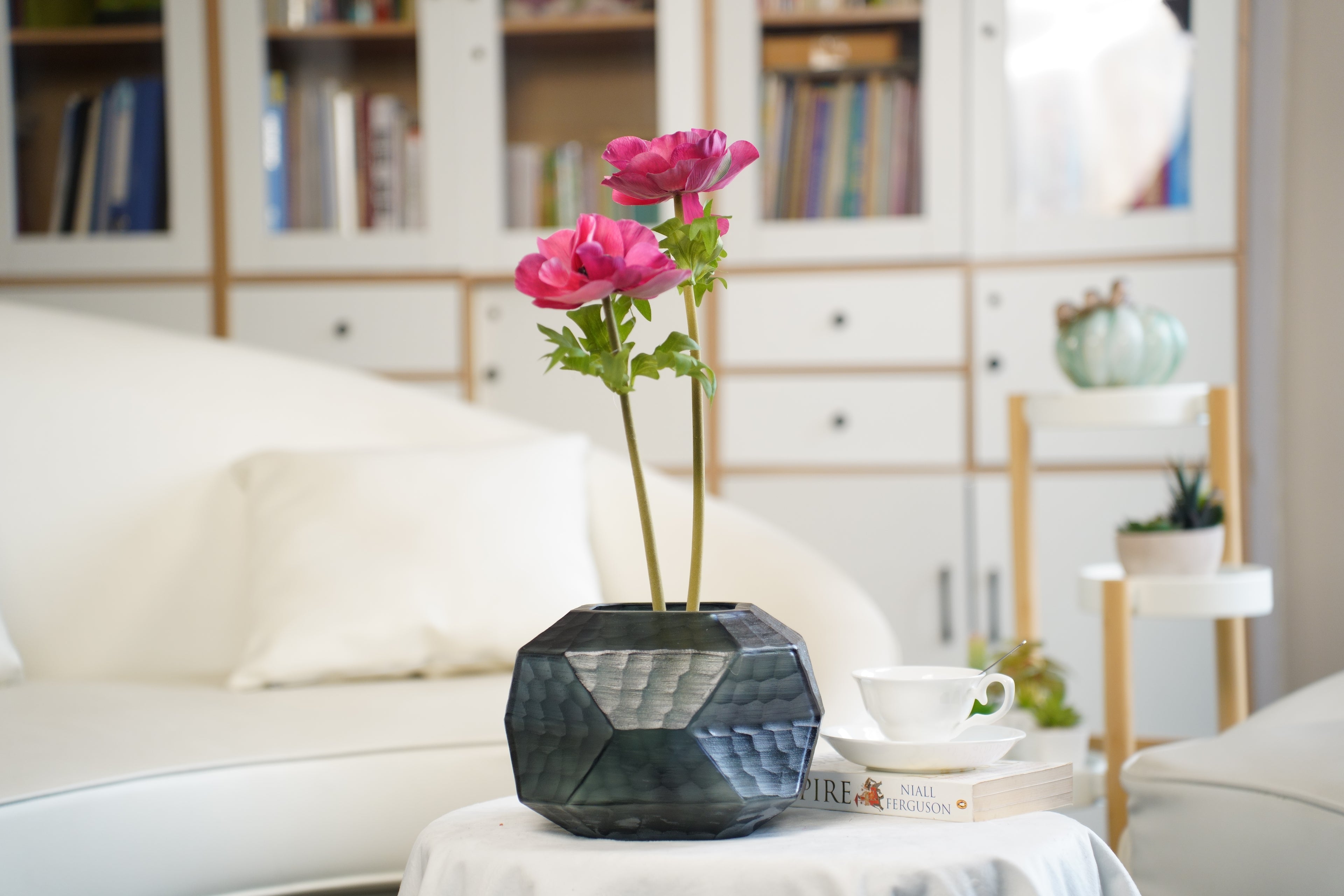 Facet Smoke Glass Vase