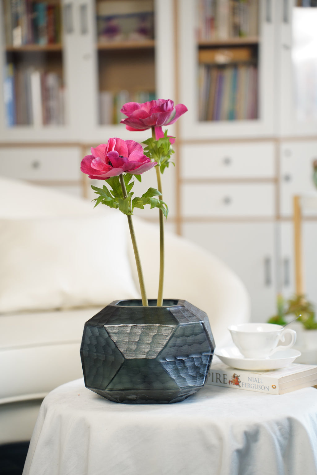 Facet Smoke Glass Vase