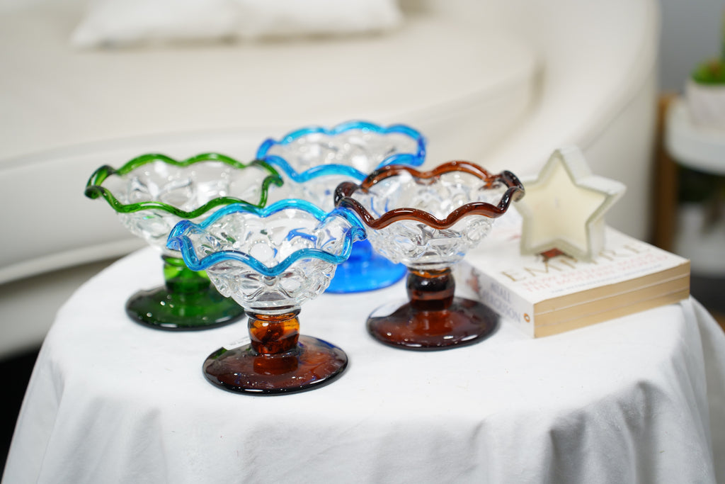 Scalloped Hand-Blown Glass Compote Bowl (A57391068N)