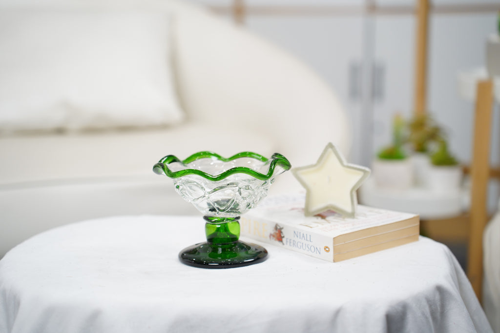 Scalloped Hand-Blown Glass Compote Bowl (A57391068N)
