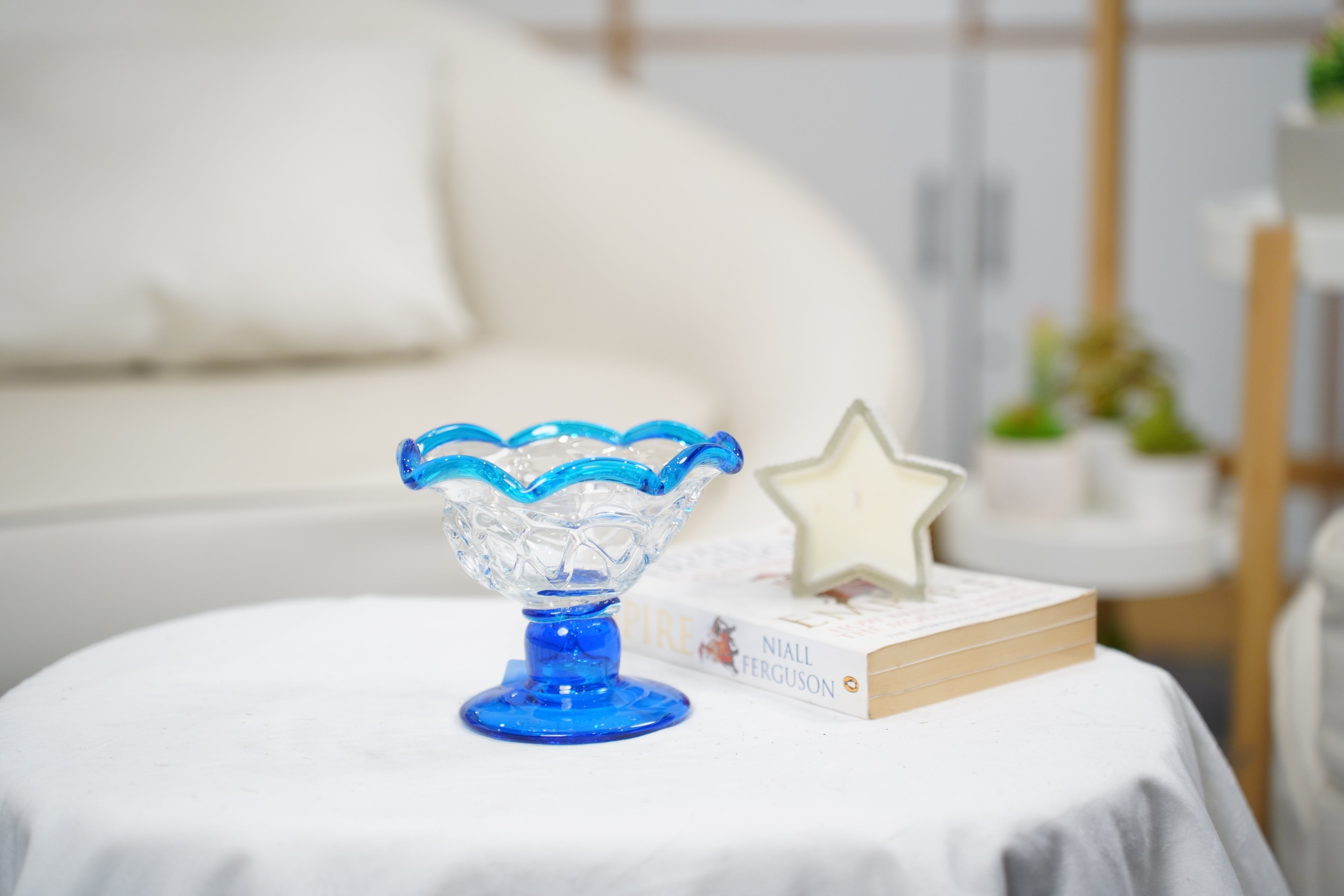 Scalloped Hand-Blown Glass Compote Bowl (A57391068N)