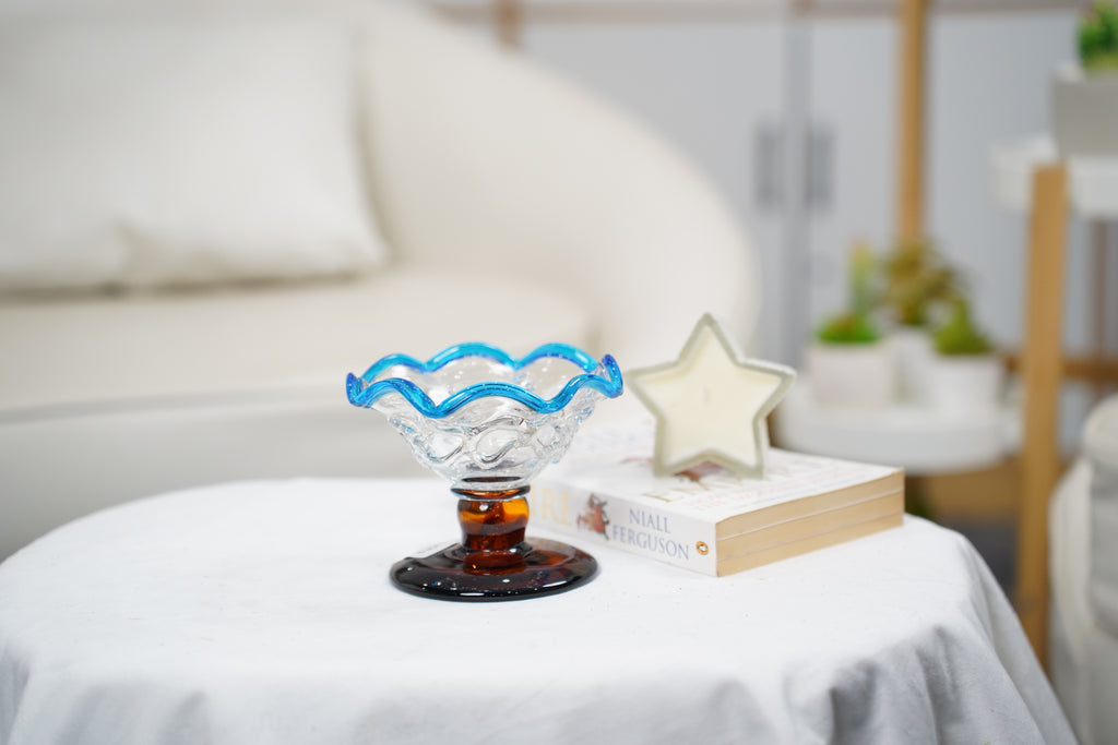 Scalloped Hand-Blown Glass Compote Bowl (A57391068N)